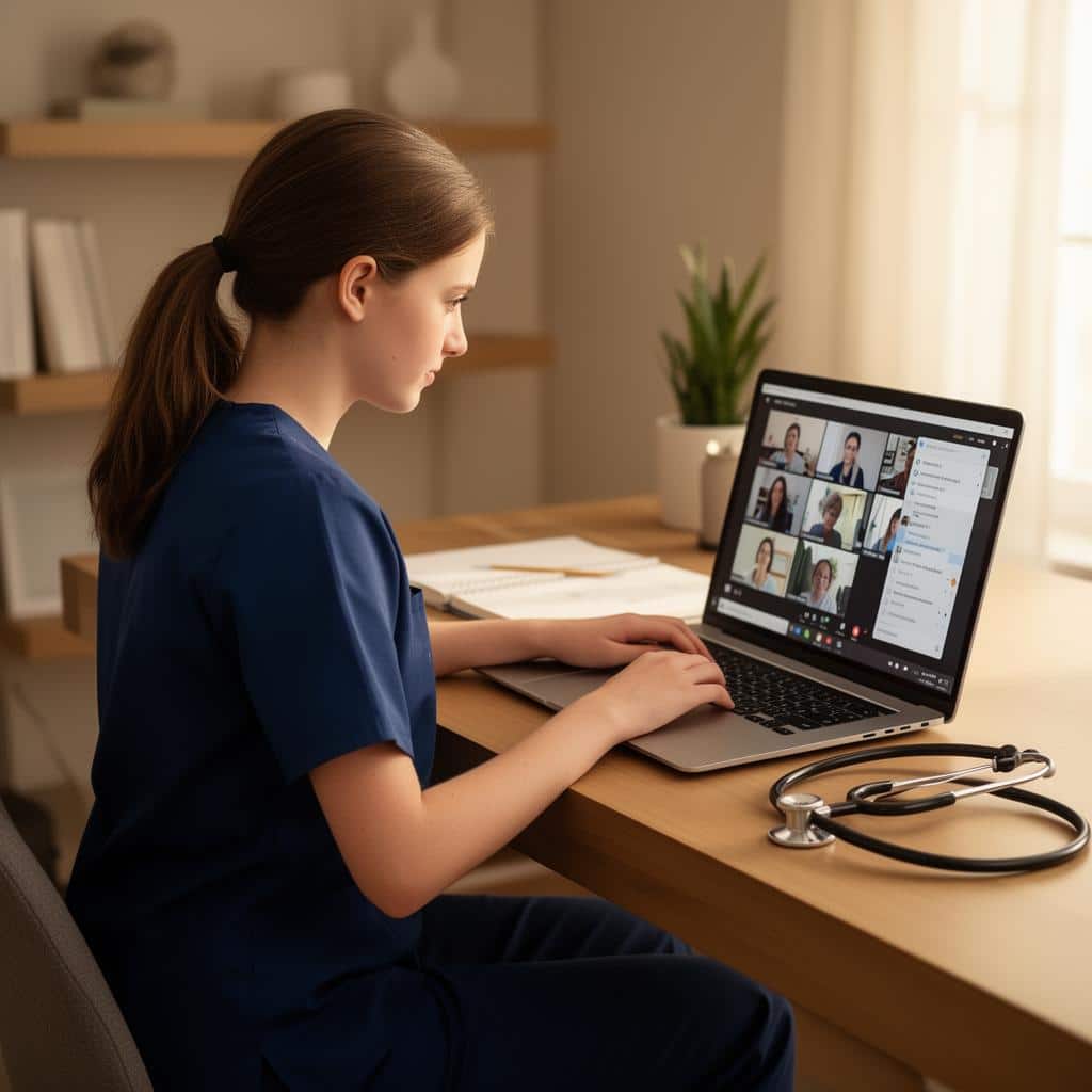 Veterinary assistant student learning online
