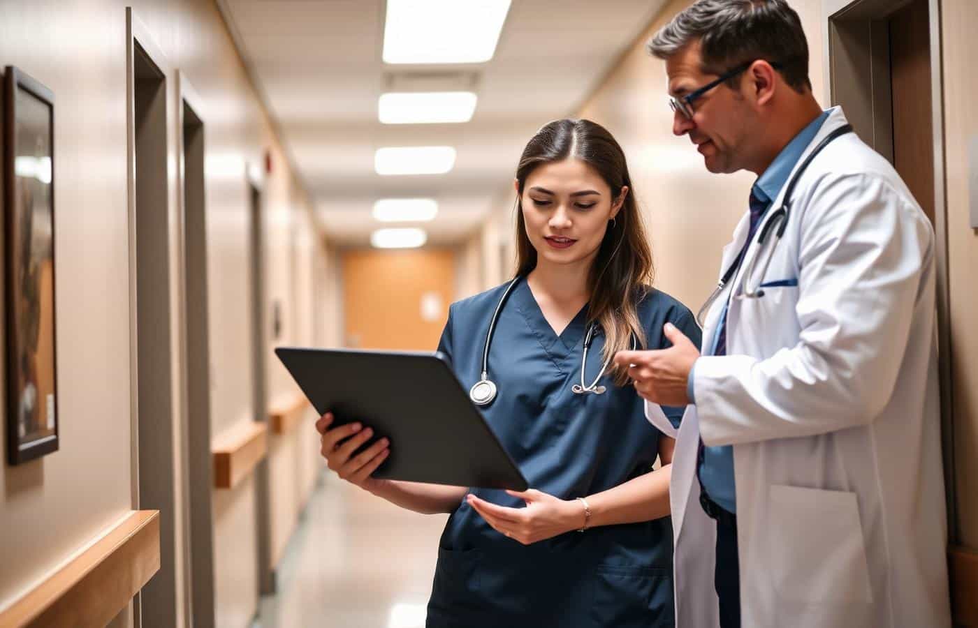 Medical assistant extern shadowing a physician in a real clinic